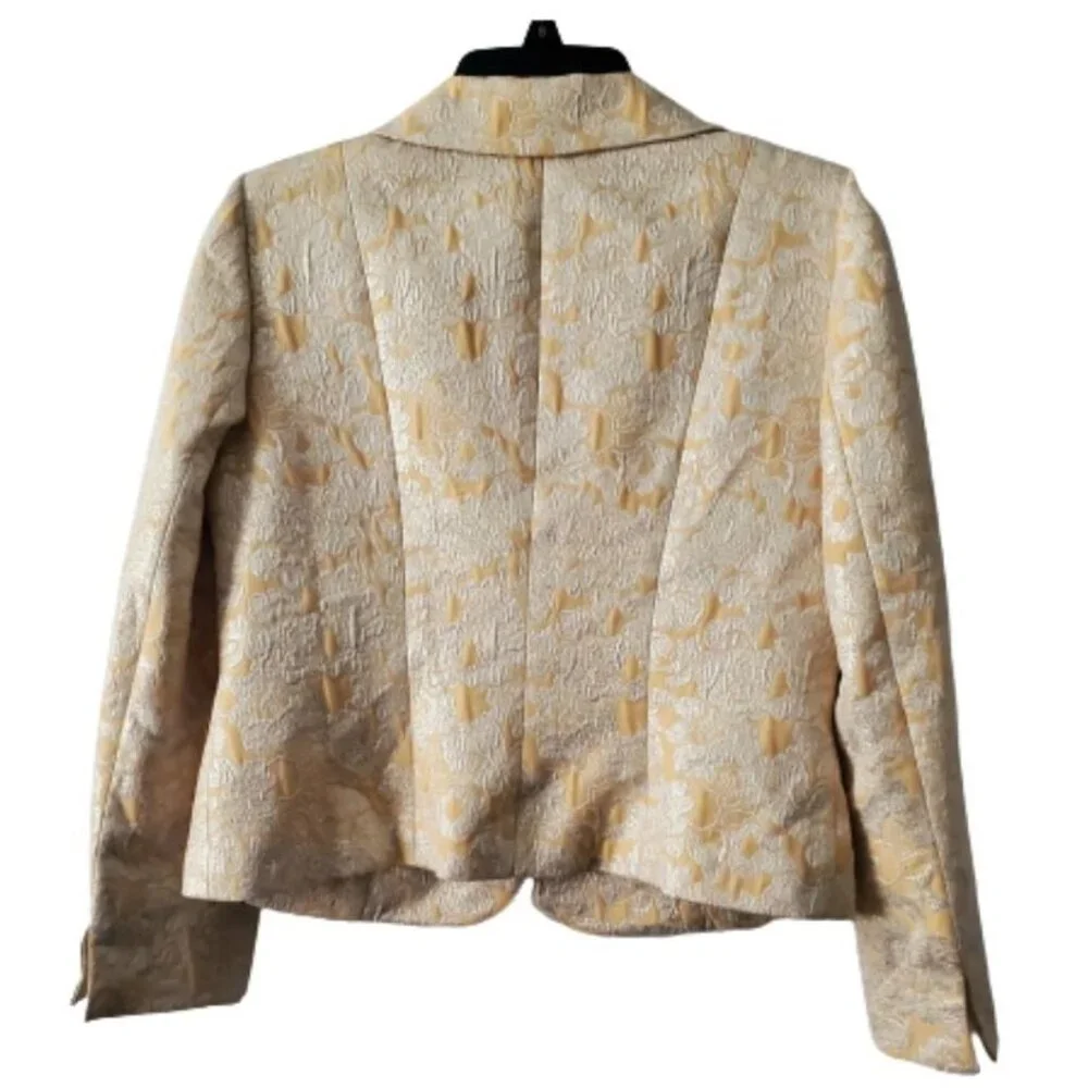 KASPER Women's Petite Rhinestone Buttons Metallic Floral Coat Jacket Size 8P - Picture 3 of 12